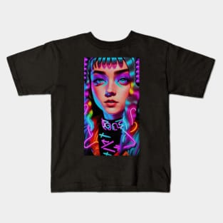 Rainbow Rave Girl Kids T-Shirt